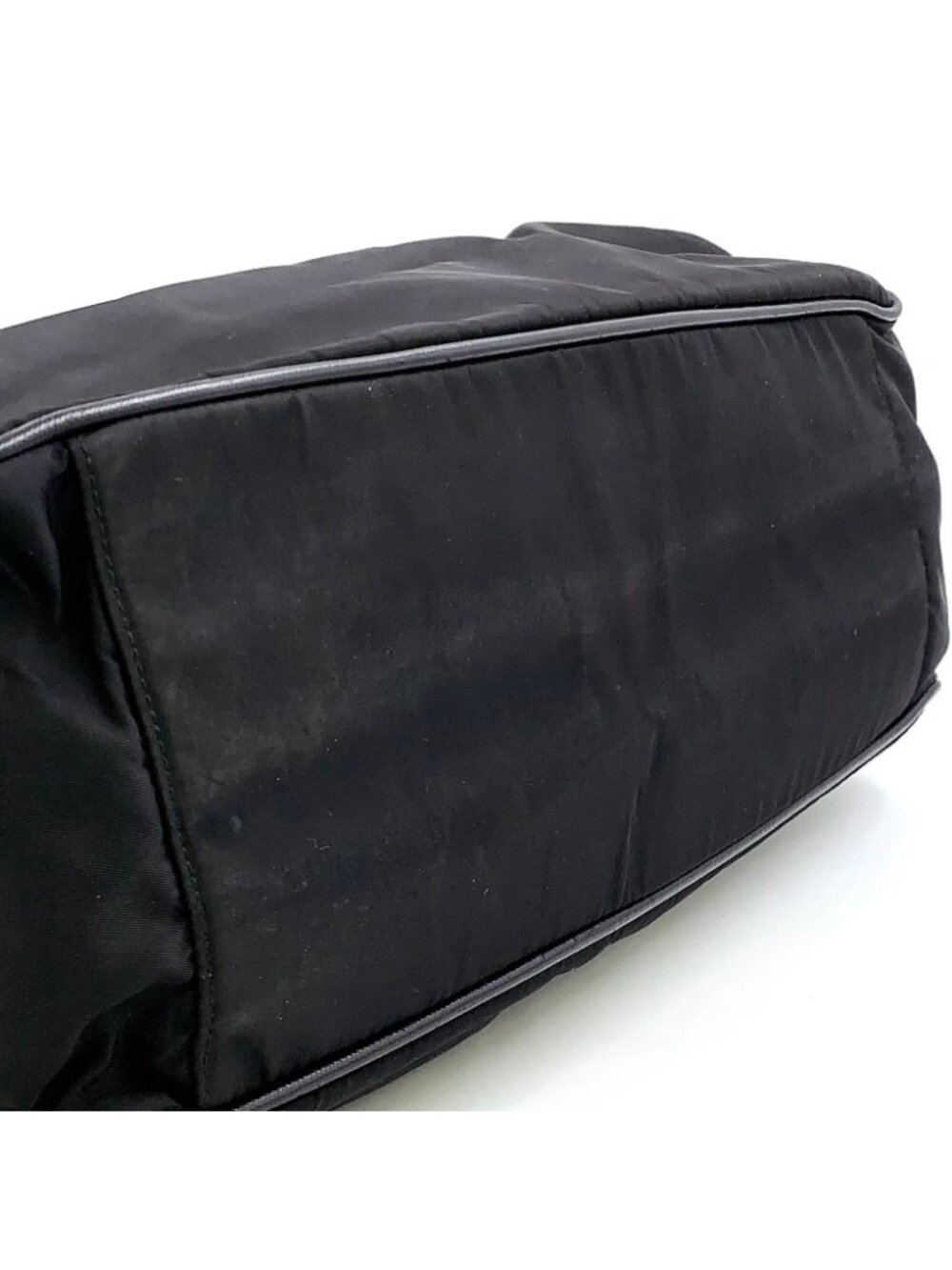 Prada 2-Way Shoulder Leather Nylon Black Handbag Silver - Picture 5 of 14